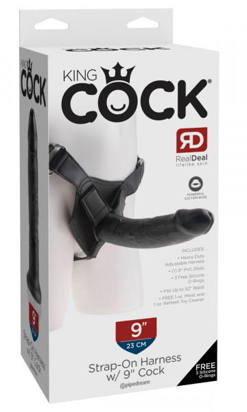King Cock Strap-on Harness with 9 Inch Cock Dark