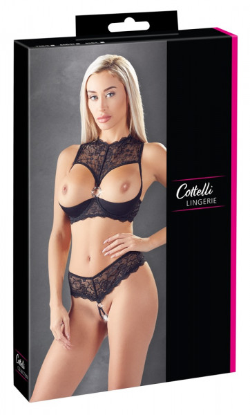 Cottelli Lingerie Hebe + String ouvert schwarz