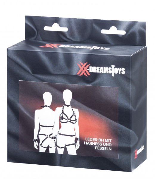 XXdreamSToys Leder-BH mit Harness &amp; Fesseln