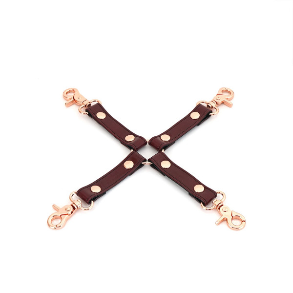 Liebe Seele Wine Red - 4-Way Echtleder Hogtie mit Clips