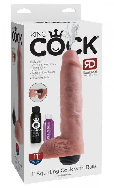 King Cock 11&quot; Squirting Cock with Balls light