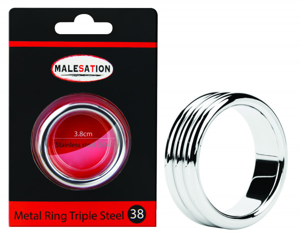 MALESATION Metal Ring Triple Steel 38