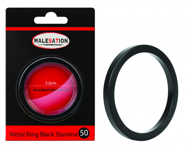 MALESATION Metal Ring Black Stamina 50